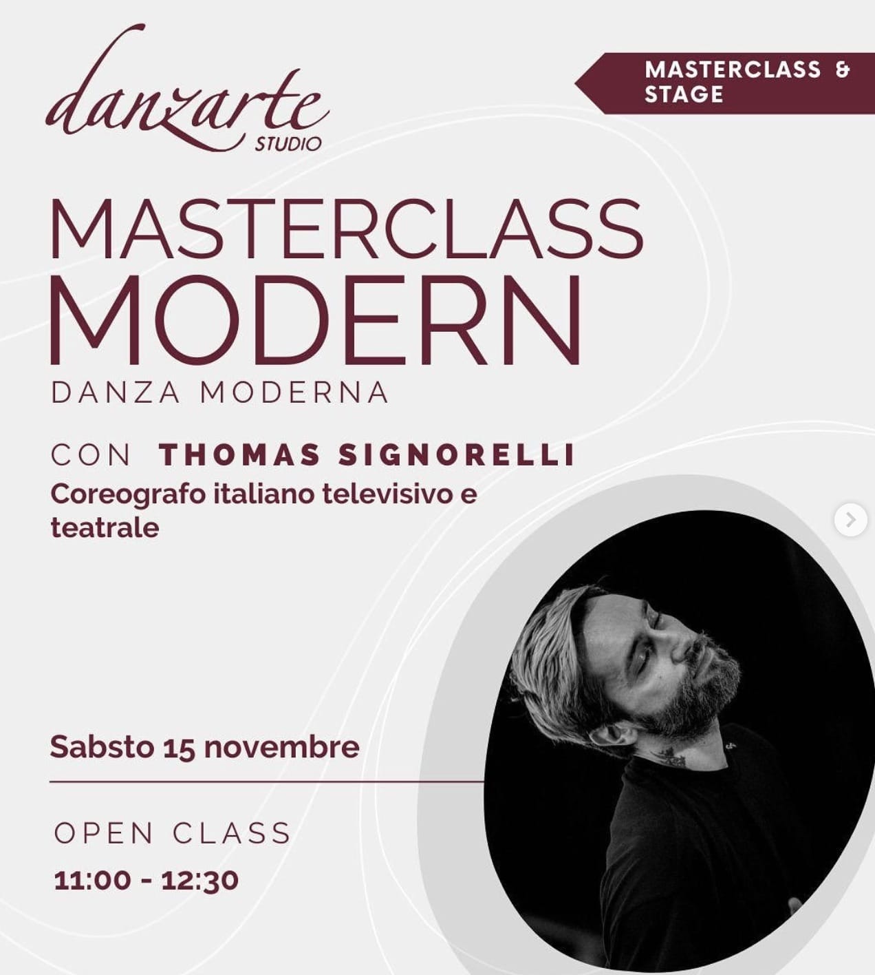 Locandina masterclass modern con thomas signorelli